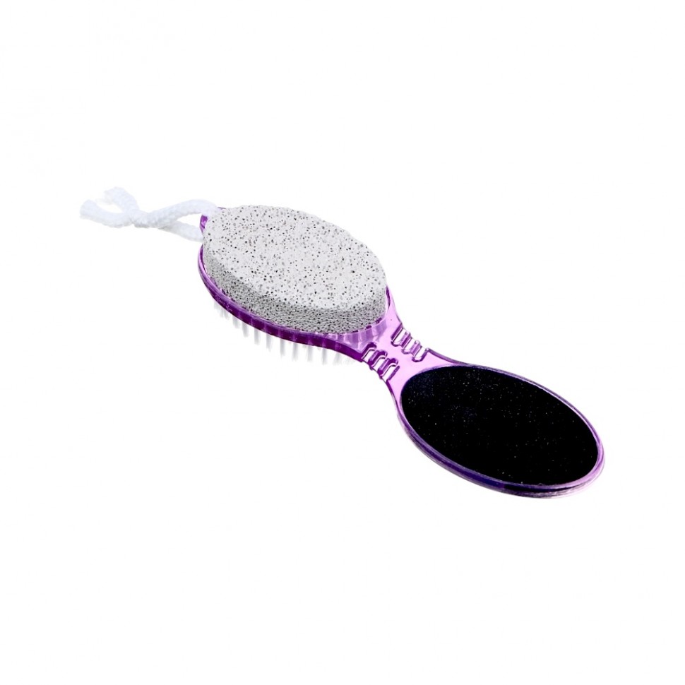 Терка для ног 4-х сторонняя с пемзой и щеткой, с металл. и наждачной поверх., 16,5см, 3 цв