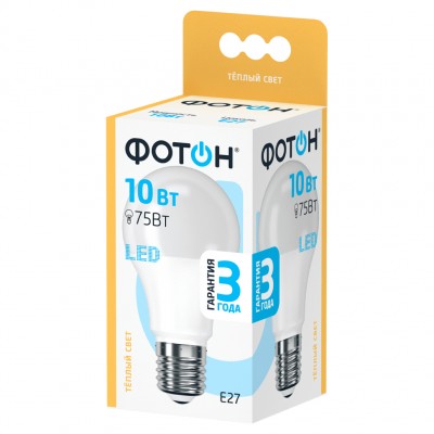 Светодиодная лампа «Фотон» LED A60 10W E27 3000K