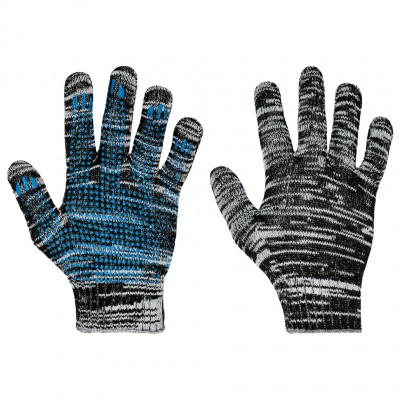 Перчатки Х/Б 10 класс 4 нити, точка ПВХ, графитовые