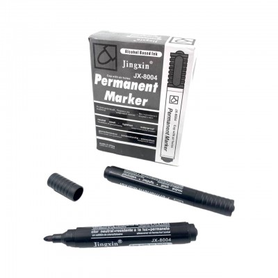 Маркер перманентный чёрный 13 см JX-8004  (12)