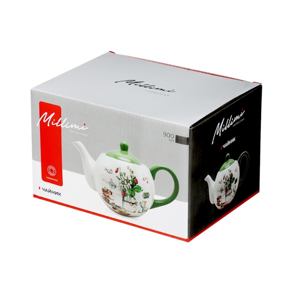 Чайник заварочный 900мл, керамика MILLIMI Земляника