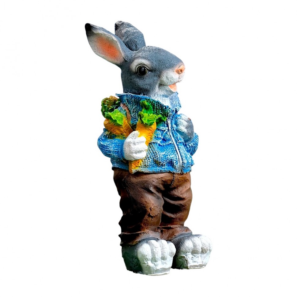 Фигура садовая Заяц с морковкой и рюкзаком  H-45см, 10727 (5)
