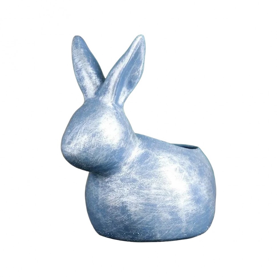 Фигура садовая Кролик, кашпо (синий перламутр) H-16 см. L-15,5 см, 10757 (20)