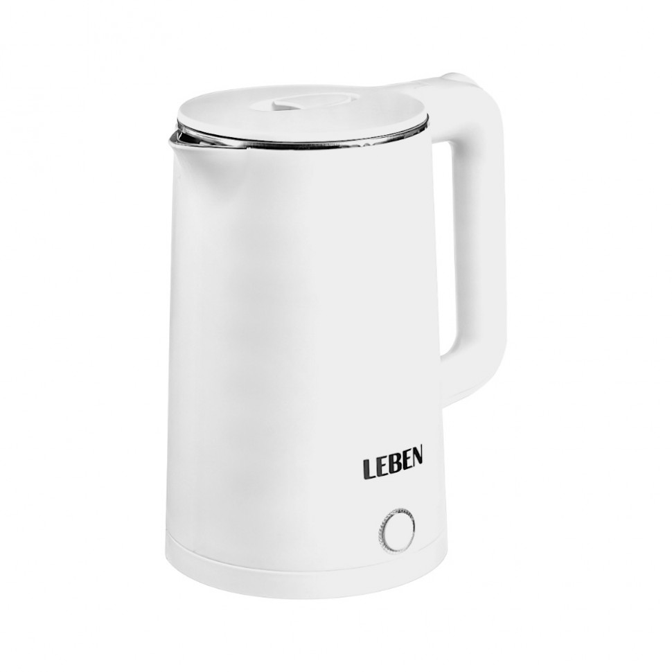 Чайник электрический 1,8л, 1850Вт, скрытый нагревательный элемент, белый пластик