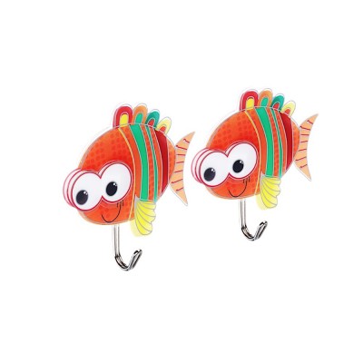 Крючки самоклеящиеся, на блистере, 2шт, ПВХ, металл, 3D, 4 дизайна