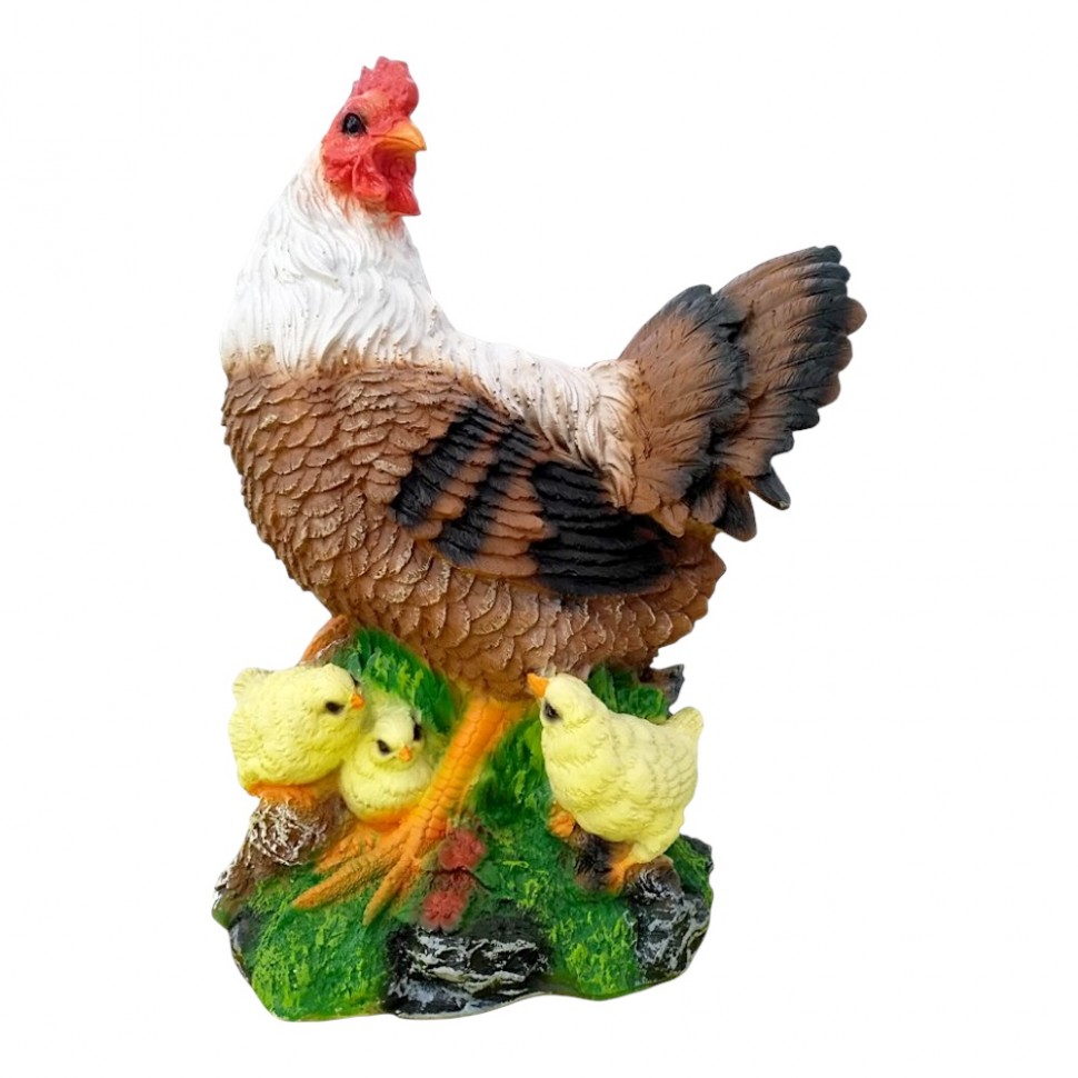 Фигура садовая Курица с цыплятами большая Н-42см, 11312 (6)