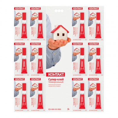 Супер-клей «Контакт» универсальный, 3 г, (12 на карте)