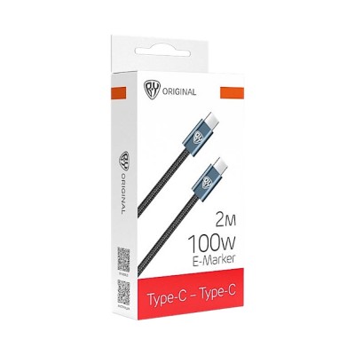 Кабель для зарядки Type C-Type C BY Absolut, 100Вт, 2м, 5A, E-Marker, нейлон, черный