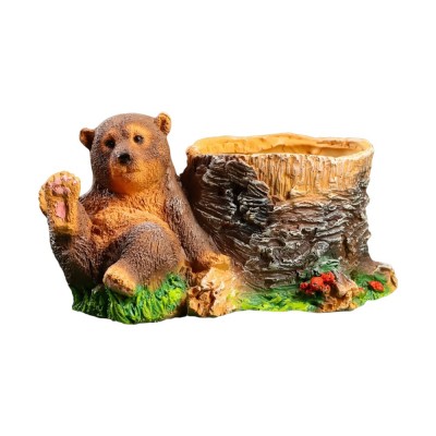 Фигура садовая Медвежонок у пня, кашпо Н - 13см. L - 25см, D -13см, 20180 (10)