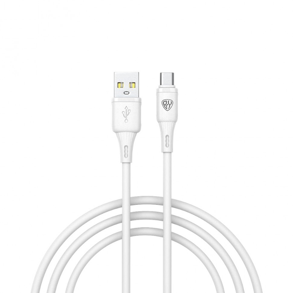 Кабель для зарядки USB(A)-Type C BY Twist, 36Вт, 1 м, 3A, гибкий силикон, белый
