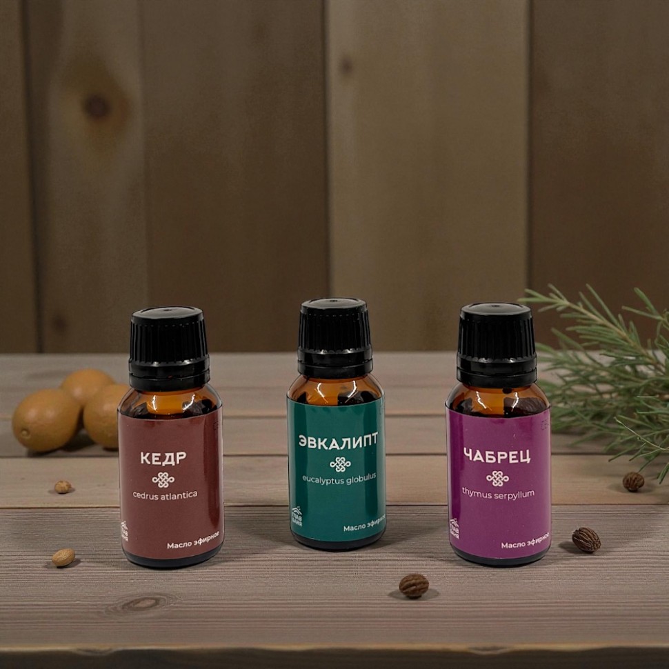 Набор масел эфирных "Главбаня"(кедр, чабрец, эвкалипт), 3х15мл