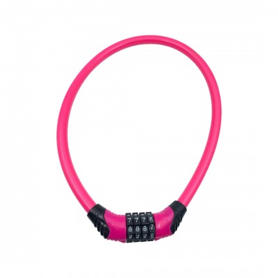 Замок велосипедный кодовый розовый 60 см №275