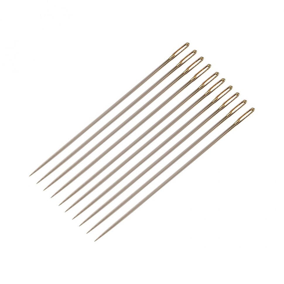 Набор швейных игл 10шт с золотым ушком, сталь (120)
