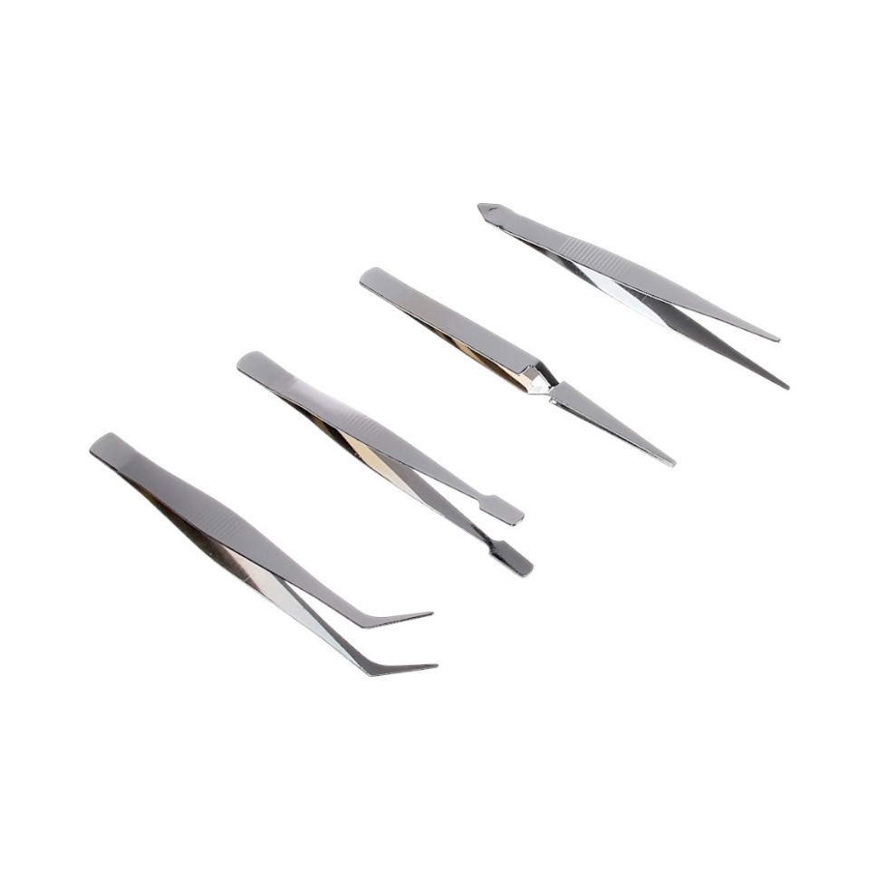 Набор пинцетов, 4 пр., нержавеющая сталь