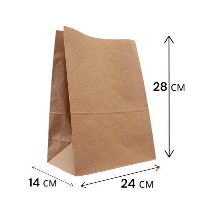 Пакет бумажный 240*140*280 крафт 70гр (500/50)