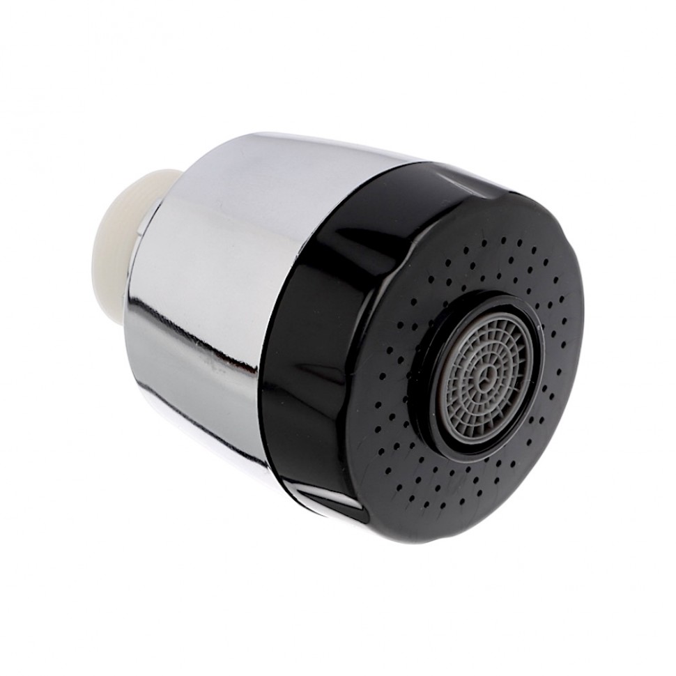 Аэратор-насадка для смесителя, клавишный, 2 режима, пластик, хром/черный