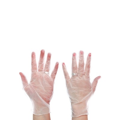 Перчатки одноразовые 10 шт, р-р M, ПВХ, прозрачный цвет VETTA
