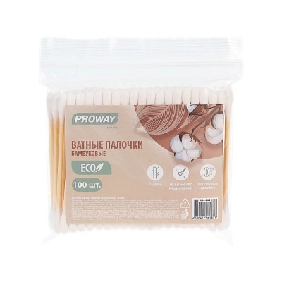 Ватные палочки бамбуковые, 100шт