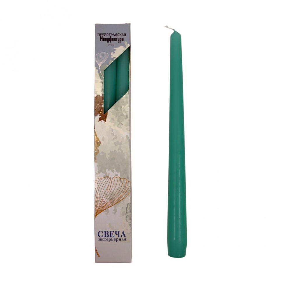 Свеча Античная, ОС, коробка Lumi, 2 штуки, бирюзовый (25)