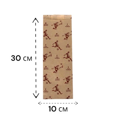 Пакет бумажный 300*100*50мм крафт под бутылку или мини-багет (2500/100)