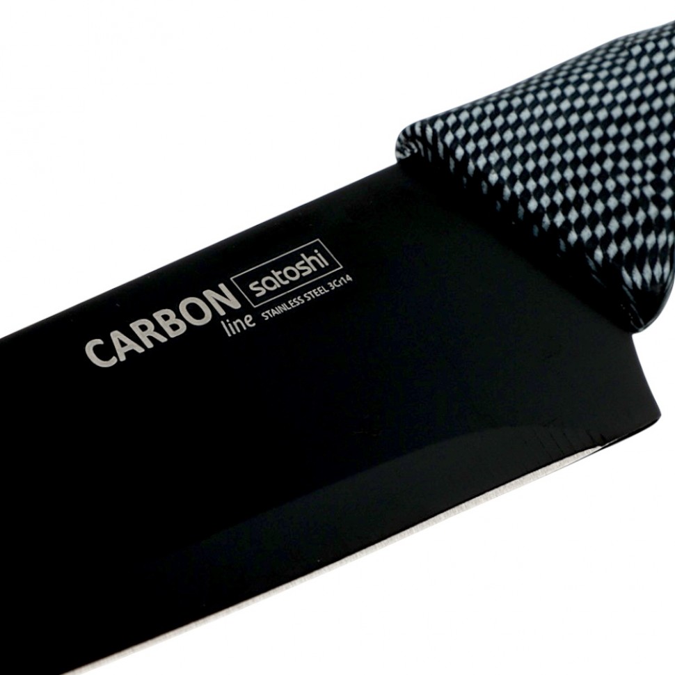Нож кухонный шеф Карбон 17,5см, нерж.сталь с антиналипающим покрытием SATOSHI