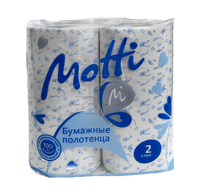 Полотенца бумажные в рулоне 2 шт. 2-сл. "Motti"(24)