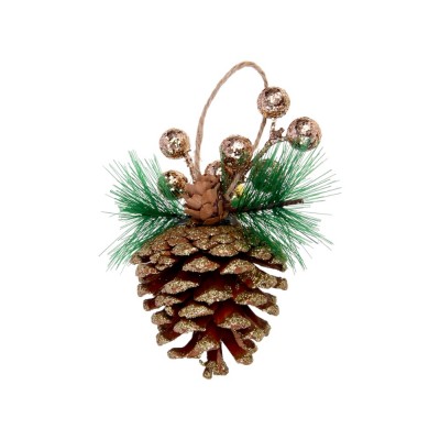 Подвеска шишка с хвойным декором 7x10 см, арт.2025