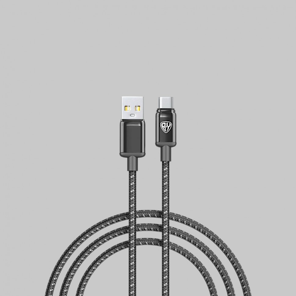 Кабель для зарядки USB(A)-Type C BY ZINC, 36Вт, 1 м, 3A, нейлон, цинк. кон.,чёрный