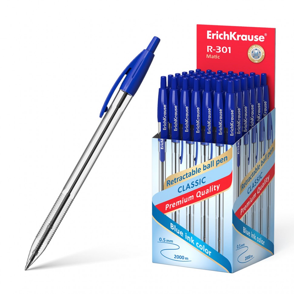 Ручка шариковая автоматическая ErichKrause R-301 Classic Matic 1.0, цвет чернил синий