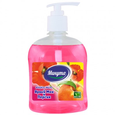 Крем-мыло «Минута» с дозатором, Яркий мак и персик, 500 мл