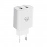 Сетевое зарядное устройство BY Double 10Вт, 2xUSB, 2А, 5В,110-240В, 50-60Гц, пластик белый