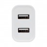 Сетевое зарядное устройство BY Double 10Вт, 2xUSB, 2А, 5В,110-240В, 50-60Гц, пластик белый