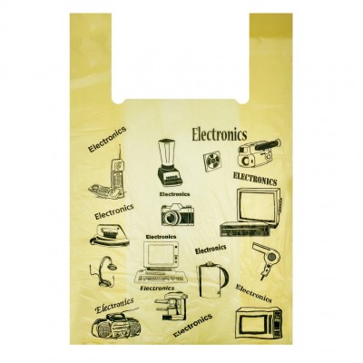 Пакет-майка электроника, желтый, 17х64 см 14 мк
