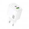 Сетевое зарядное устройство hoco. модель CS55A, USB+C 30W, цвет: белый