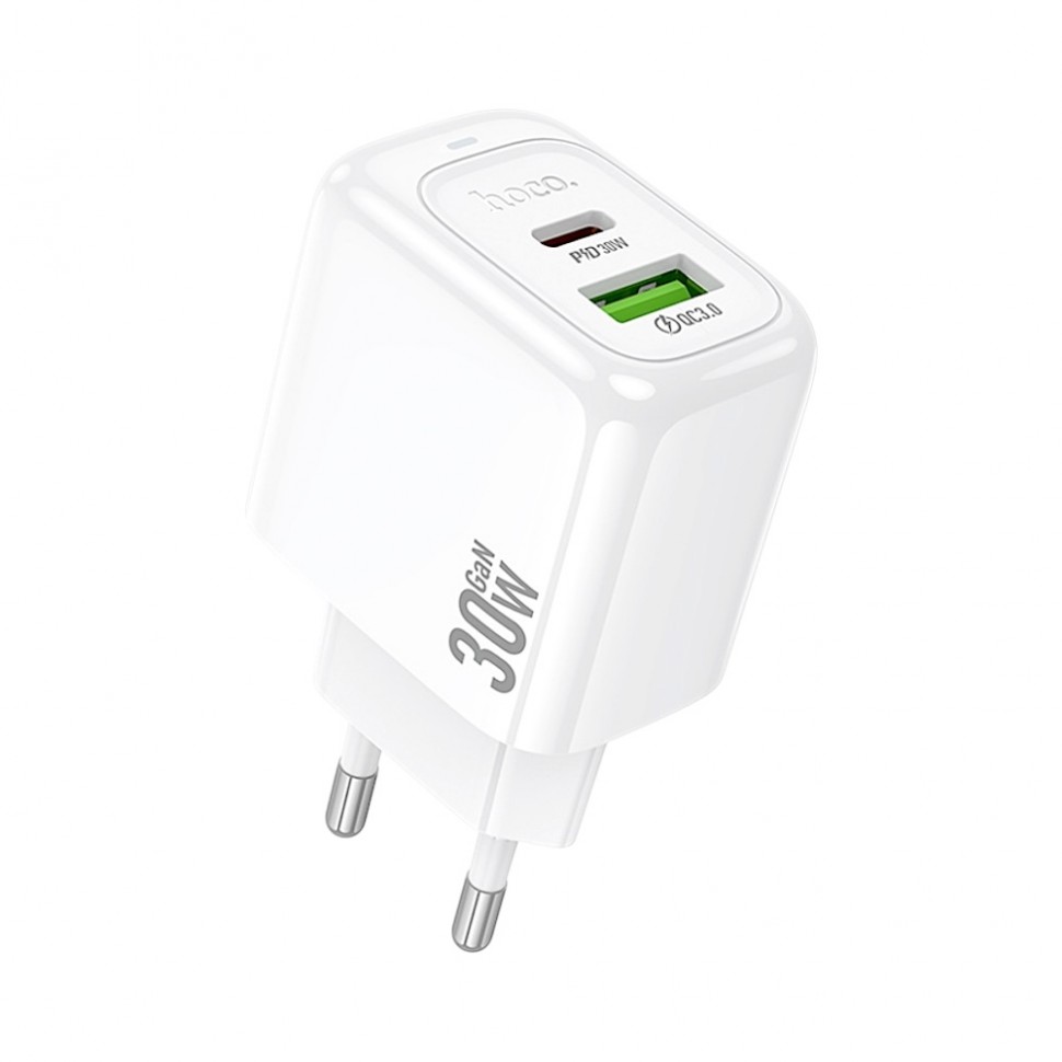 Сетевое зарядное устройство hoco. модель CS55A, USB+C 30W, цвет: белый