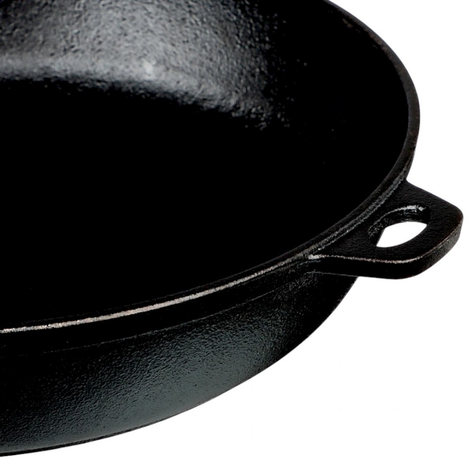 Сковорода чугун, d22х5см, деревянная ручка, индукция