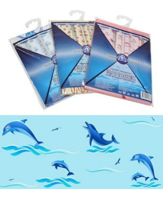 Штора для ванной полиэтиленовая 180*180см 45мкм GG ДЕЛЬФИНЫ Голубые (40/3)