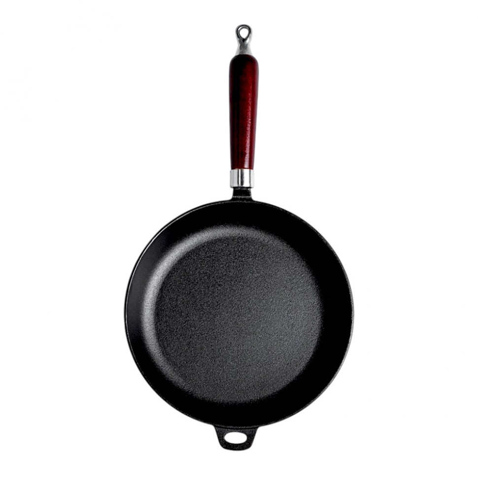 Сковорода чугун, d24х5см, деревянная ручка, индукция