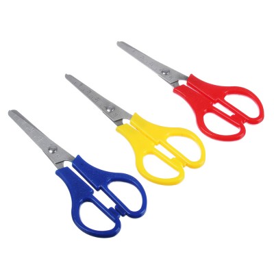 Ножницы школьные 13 см с линейкой, пластиковые ручки, 3 цвета, на карточке с подвесом