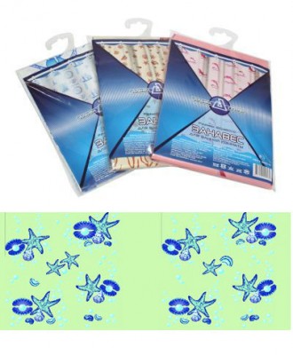 Штора для ванной полиэтиленовая 180*180см 45мкм GG МОРСКАЯ ЗВЕЗДА Зеленая (40/3)