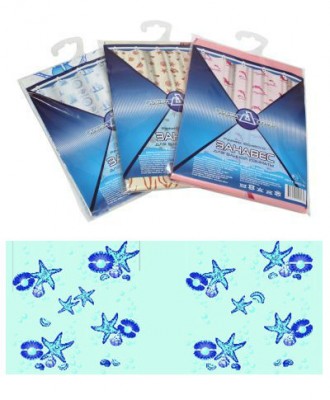 Штора для ванной полиэтиленовая 180*180см 45мкм GG МОРСКАЯ ЗВЕЗДА Голубая (40)