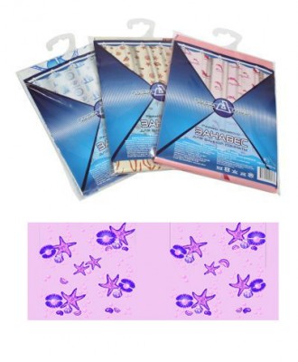 Штора для ванной полиэтиленовая 180*180см 45мкм GG МОРСКАЯ ЗВЕЗДА Розовая (40/3)