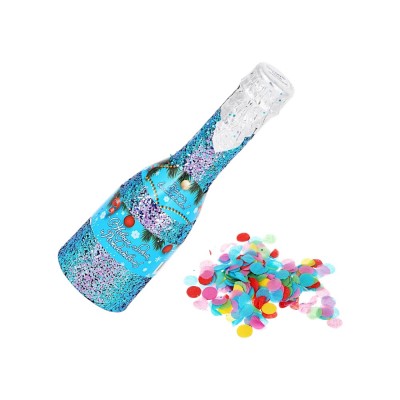 Хлопушка пружинная, в форме бутылки шампанского, с глиттерным слоем, 16 см,бумага,4 дизайна