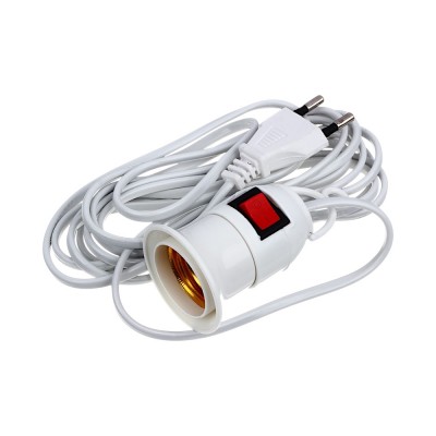 Удлинитель для лампочки с выключателем, Е27, 3 м, медь