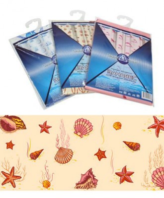 Штора для ванной полиэтиленовая 180*180см 45мкм GG РАКУШКИ БЕЖЕВЫЕ  (40/3)