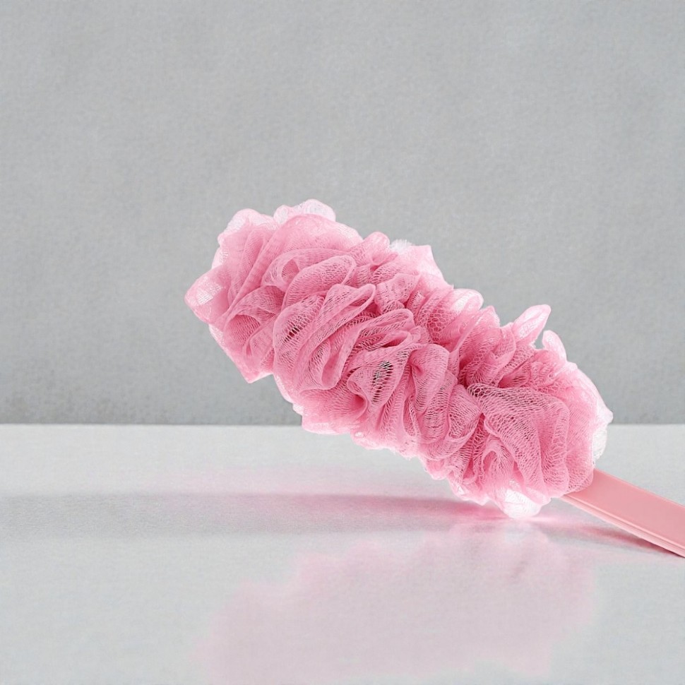 Мочалка банная с массажным эффектом с ручкой, полиэтилен, пластик, 41,5см, 3 цвета, МС24-05