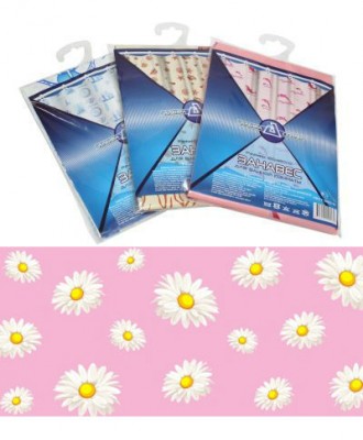 Штора для ванной полиэтиленовая 180*180см 45мкм GG РОМАШКИ Розовые (40/3)