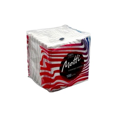 Салфетки бумажные 1-сл 24*24см &quot;Motti&quot; 100шт, белые 410102 (72)