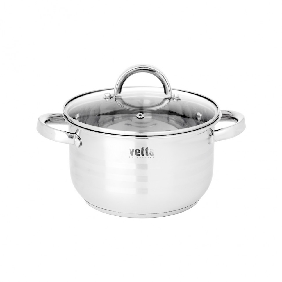 Кастрюля Фултон 18х10,5см, 2,1л, со стекл. крышкой, индукция