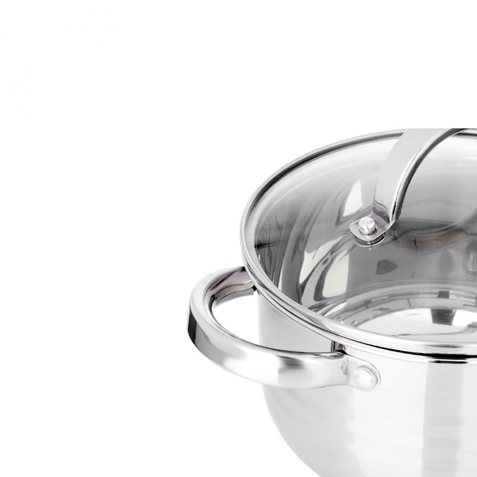 Кастрюля Фултон 18х10,5см, 2,1л, со стекл. крышкой, индукция